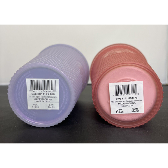 Amazon.com | Starbucks 2023 Spring Pink Pearl Jeweled Venti  LOT OF 4 STARBUCKS 16oz & 24 OZ Studded Tumblers Purple Pink Peach FS Charity